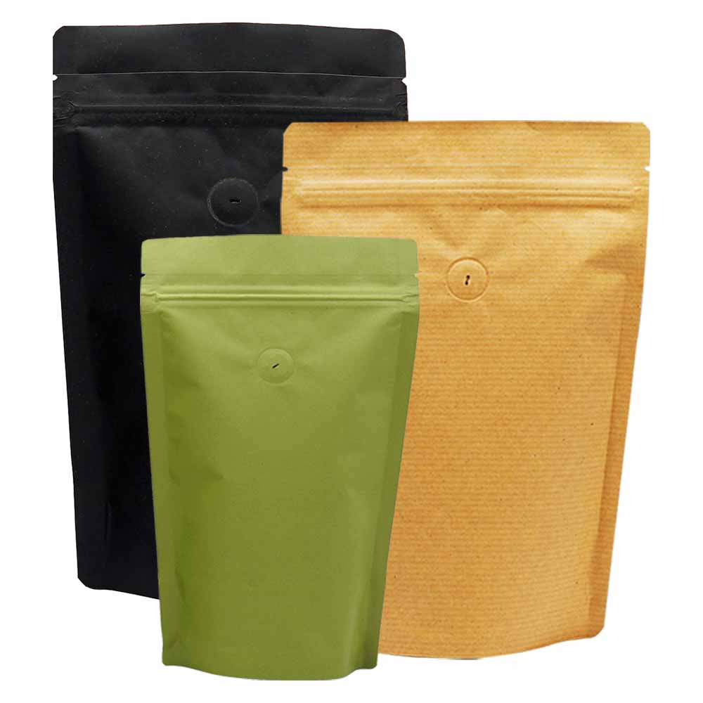 Kraft paper standup pouches with valve