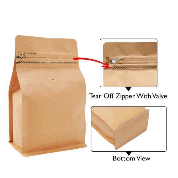 Flat bottom Pouches with tear-off zipper