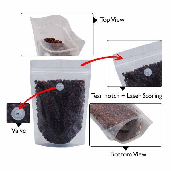 Recyclable standup pouches with valve