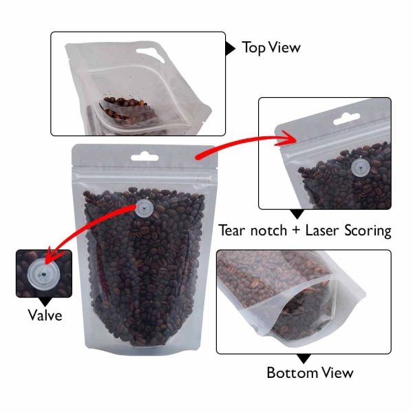 Crystal Clear Stand Up Pouches With Zipper & Valve