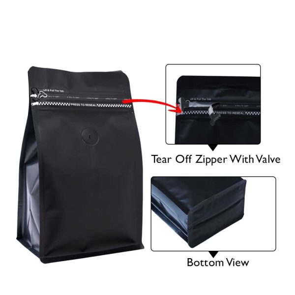 Flat bottom Pouches with tear-off zipper