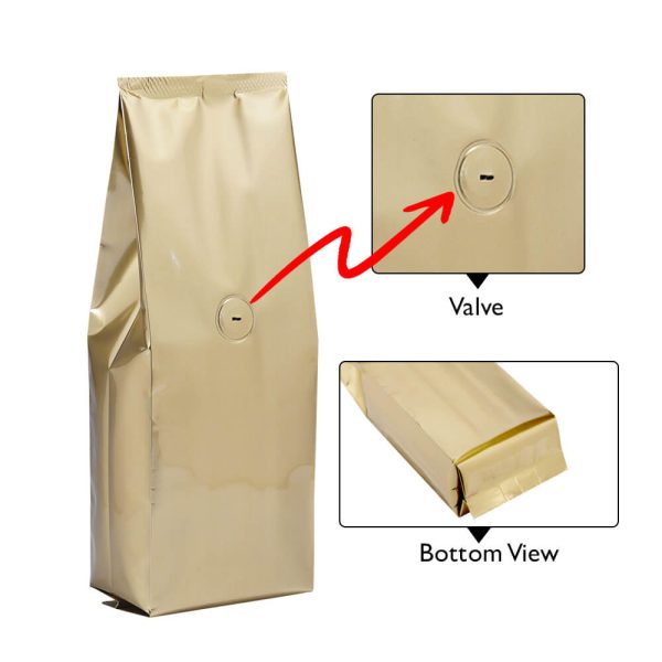 Side gusset bags with valve