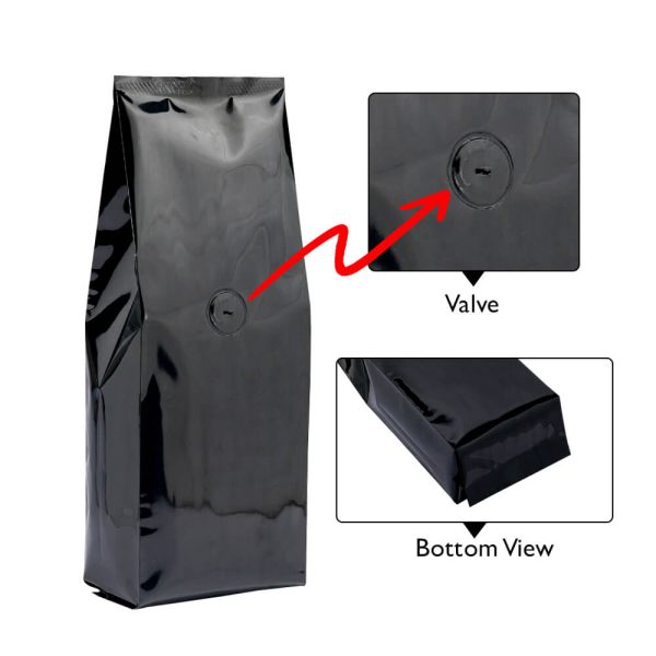 Side gusset bags with valve