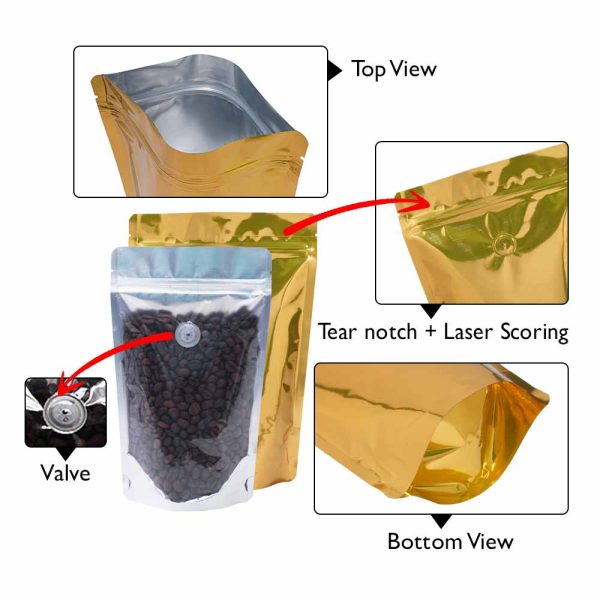 foil clear standup pouch with valve